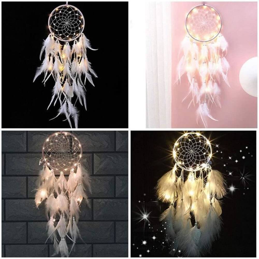 Traumfänger Dream Catcher mit LED weiss