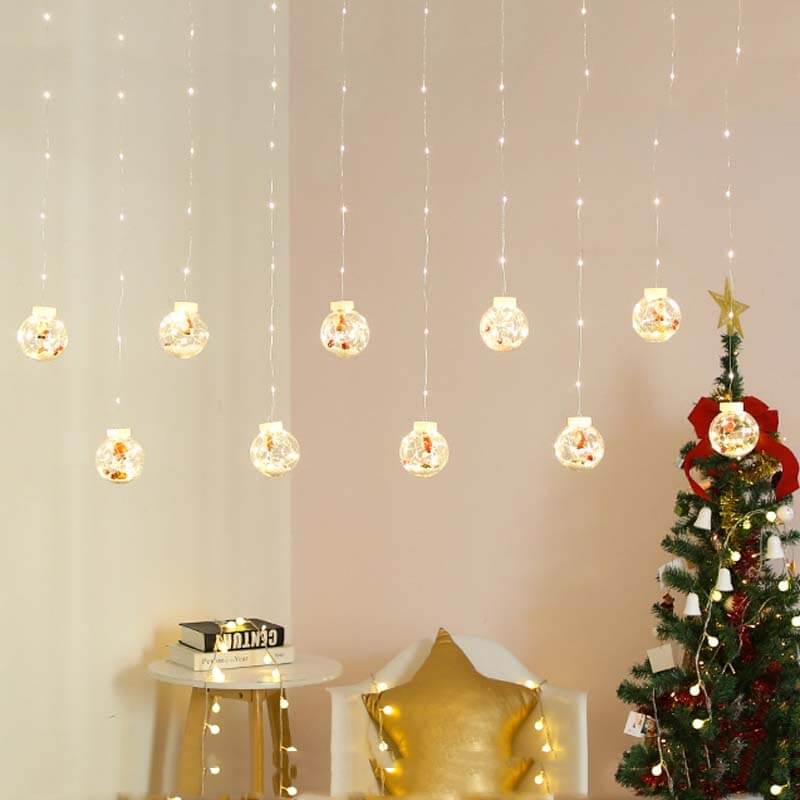 Christmas Baubles Curtain Fairy Lights 3 M