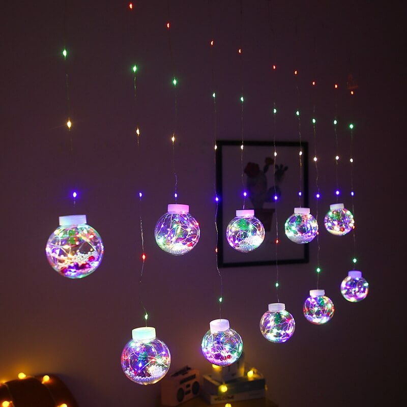 Christmas Baubles Curtain Fairy Lights 3 M