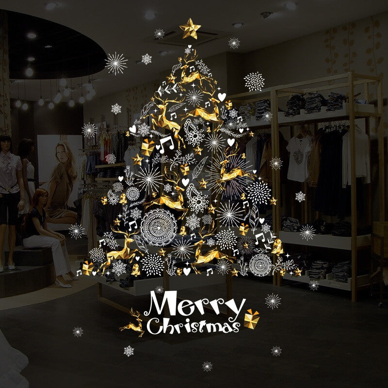 Fenster Sticker Tattoo Christmas Tree goldig