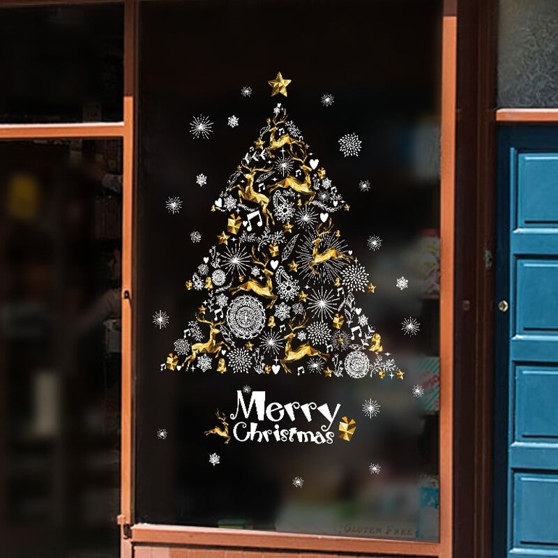 Fenster Sticker Tattoo Christmas Tree goldig