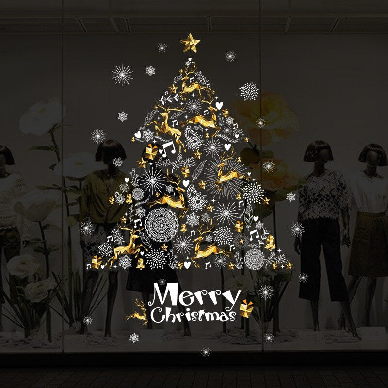 Fenster Sticker Tattoo Christmas Tree goldig