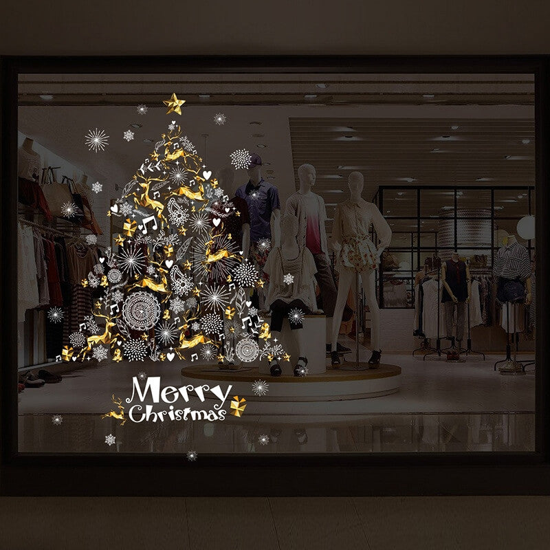 Fenster Sticker Tattoo Christmas Tree goldig