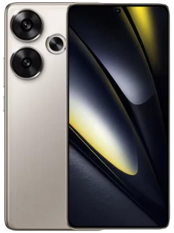 Smartphone mit goldener Oberfläche, zwei rückseitigen Kameras und einem Display mit abstrakten schwarzen und gelben Mustern.