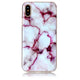 iphone xs / x - custodia morbida in gomma siliconica marble bianco-rosa