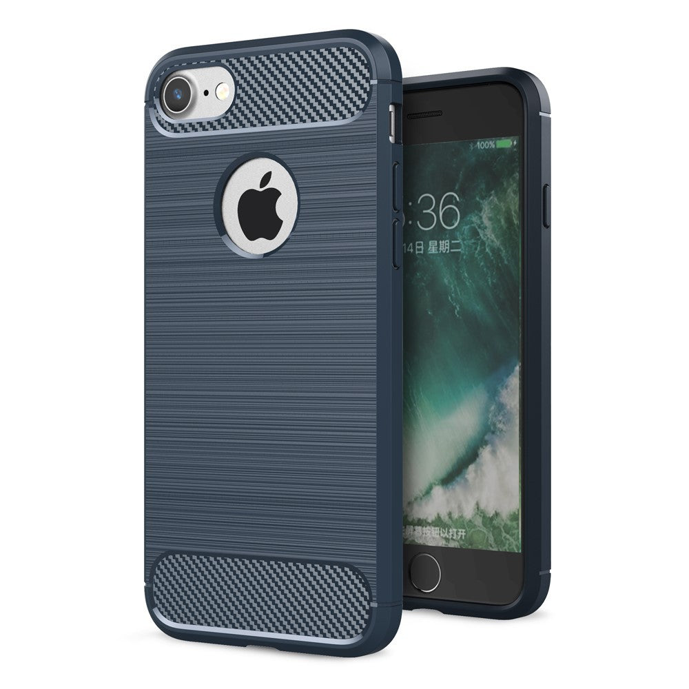 iPhone 8 / 7 - Custodia in gomma siliconica Metal Carbon Look nero