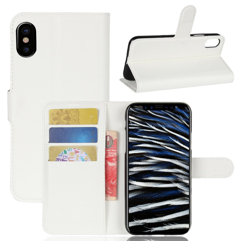 iPhone Xs / X - leather case case card slots white