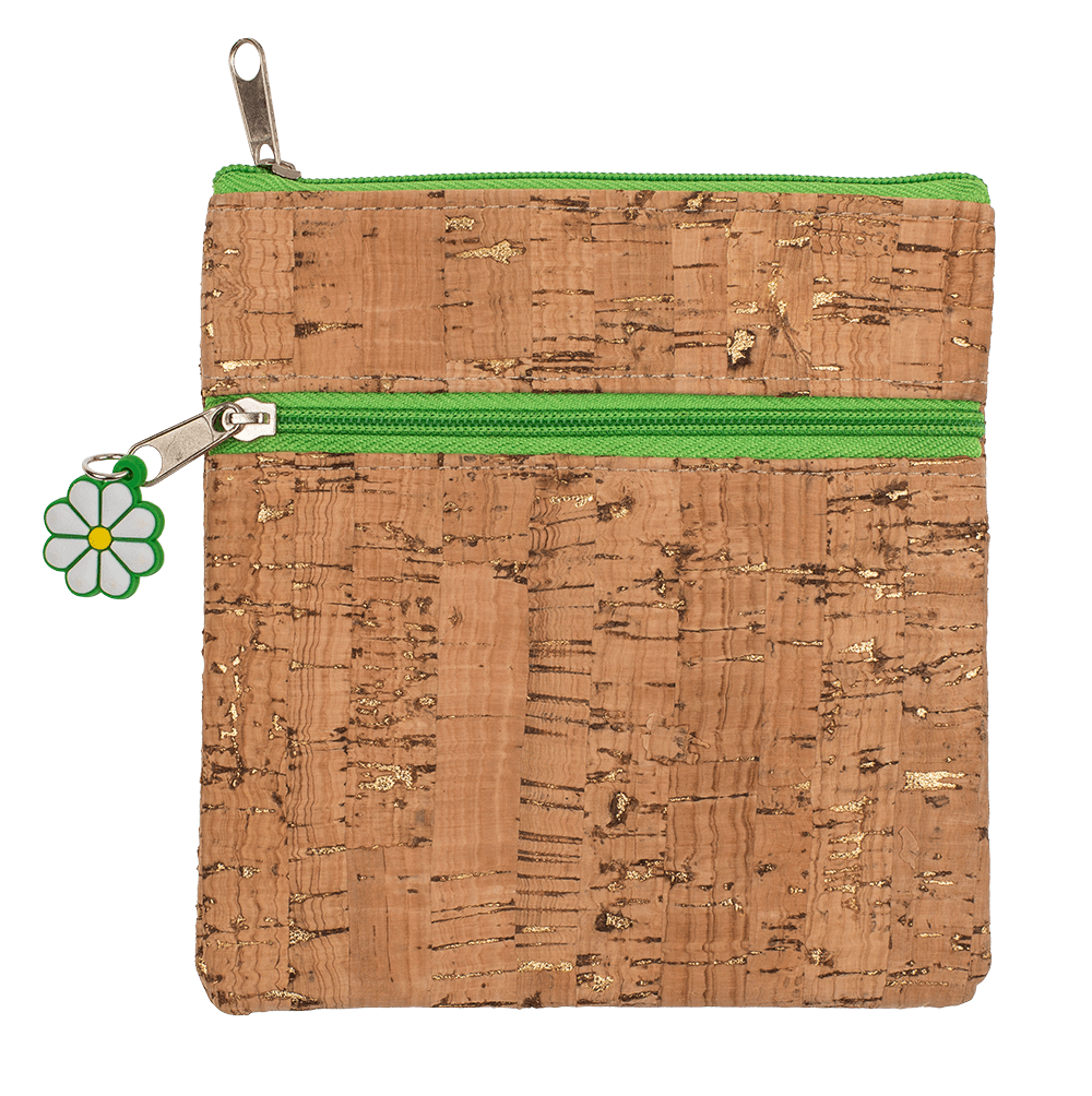 Cork wallet with zipper closure