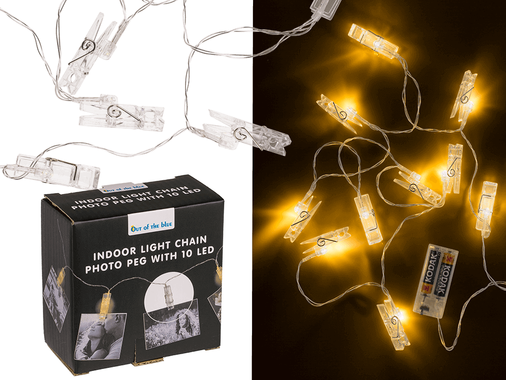 LED light chain photo line with clips