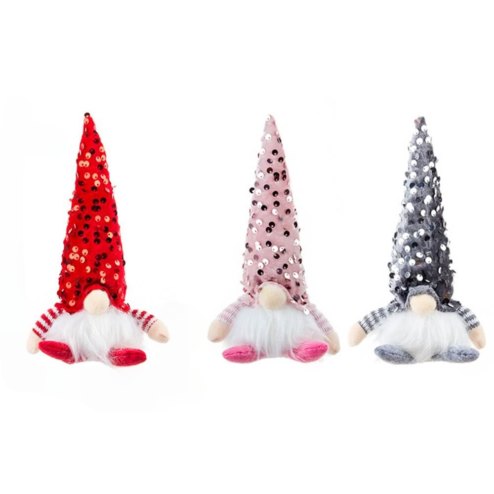 Set of 3 gnome Christmas decorations with LED