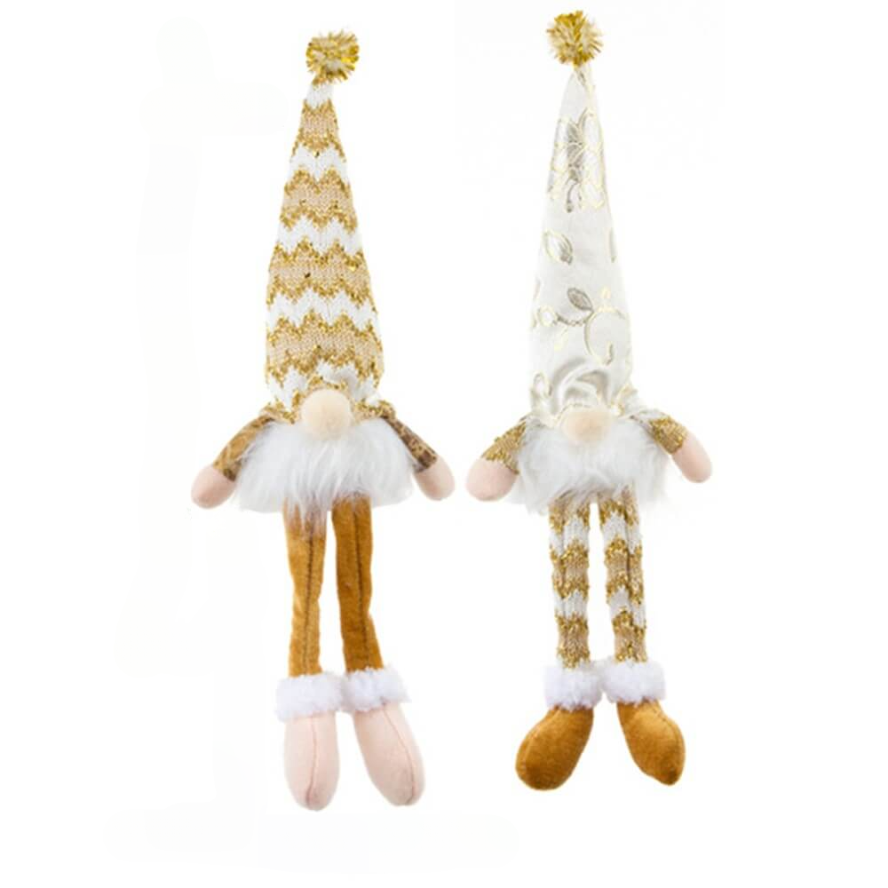 Set of 2 gnome with dangling legs Christmas decoration with LED