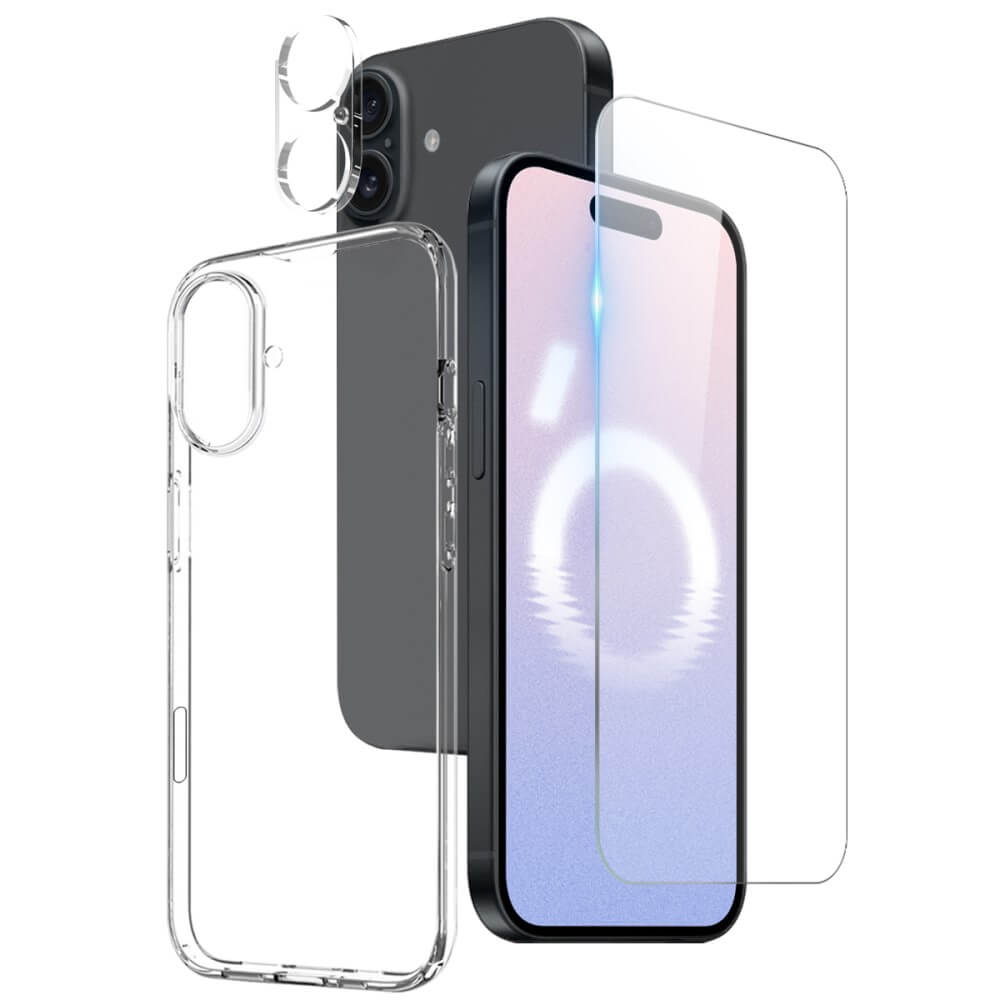 iPhone 16 Plus - NORTHJO Set TPU Case and Tempered Glass