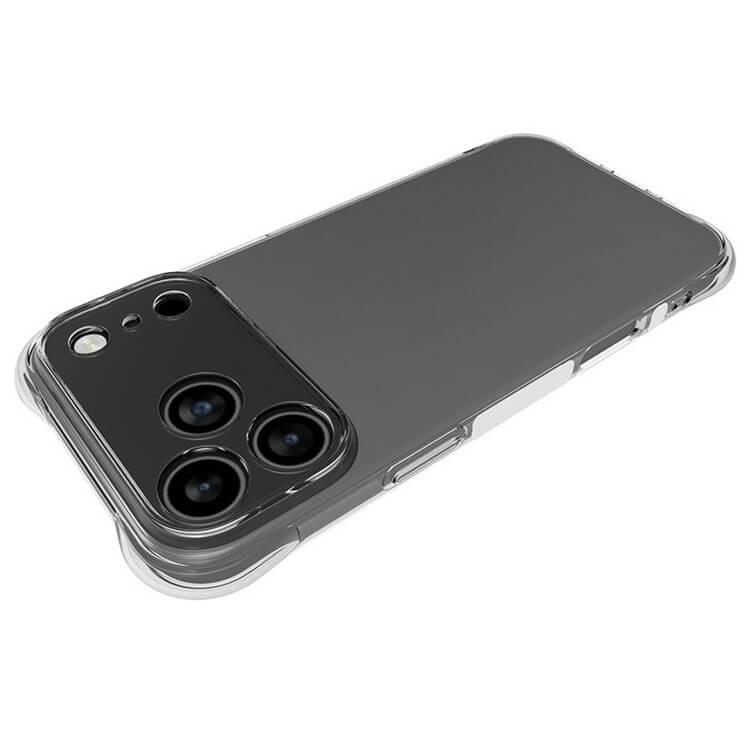 Die Cover-Discount iPhone 17 Pro Max Drop Protection Silikon Case bietet optimalen Schutz mit erhöhtem Bumper im Kamera-Bereich für Smartphones mit Triple-Lens-Kamera. Transparente Hülle, passgenau und stoßfest.