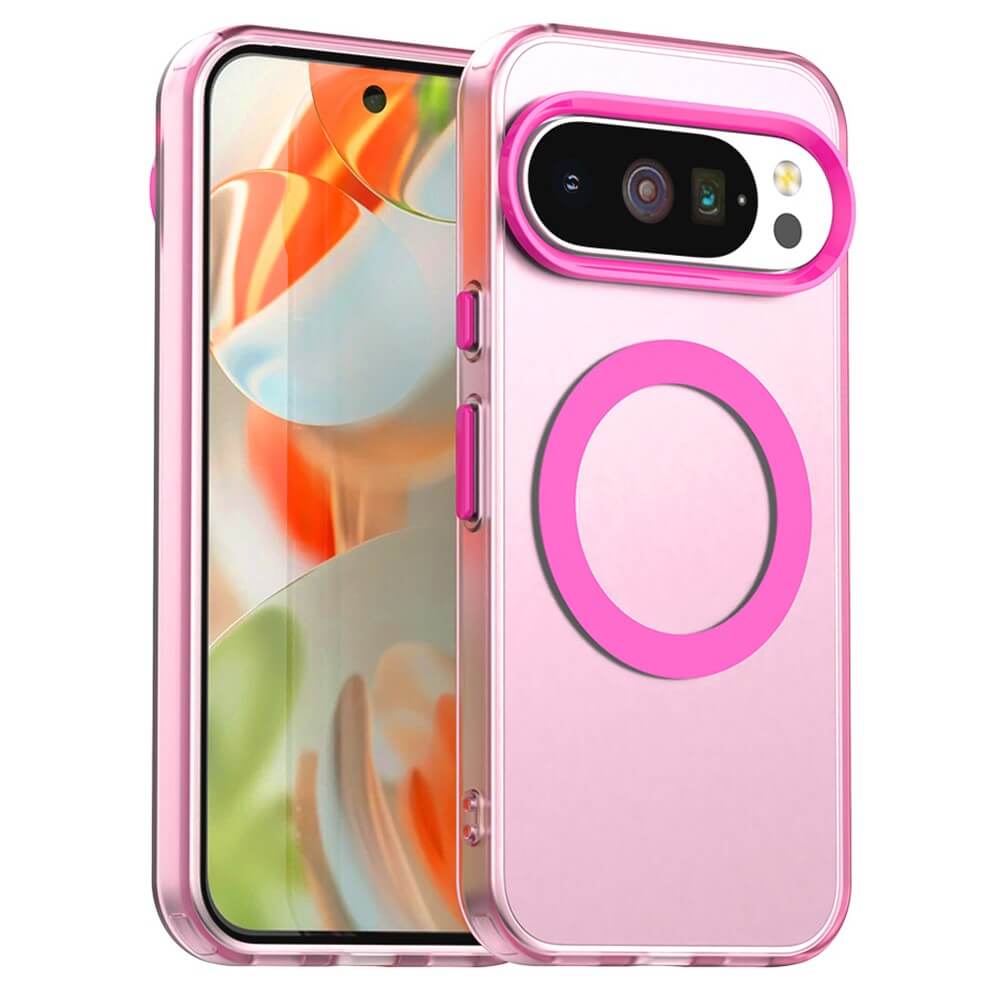 Elegante pinke Smartphone-Hülle mit dunklen Akzenten und magnetischem Ring für optimalen Schutz und Stil.