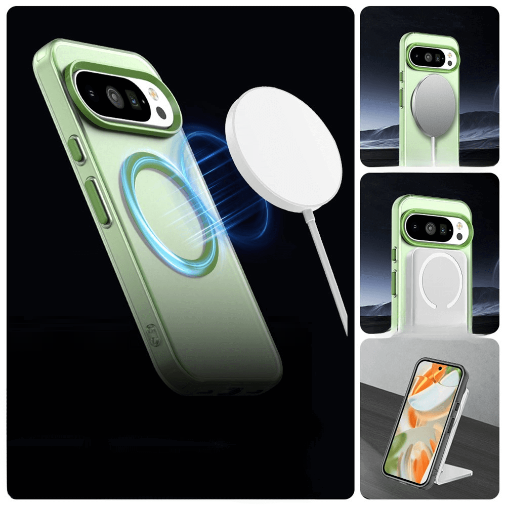 Grüne Hülle für Poco X5 Pro 5G mit magnetischem Ring, Aluminium-Ecken und 9H gehärtetem Glas.
