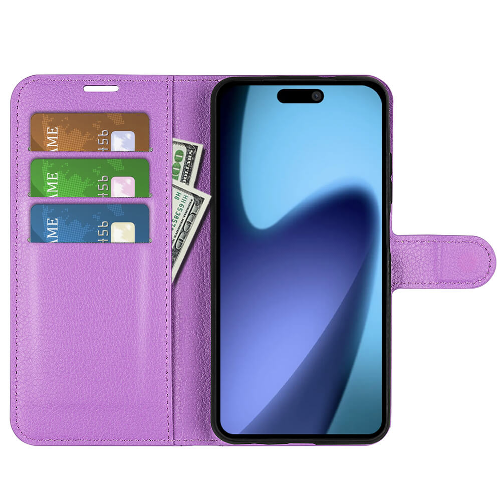 Das Cover-Discount iPhone 17 Air - Leder Etui Hülle mit Magnetverschluss bietet Platz für drei Karten, Bargeld und schützt dein Smartphone sicher.