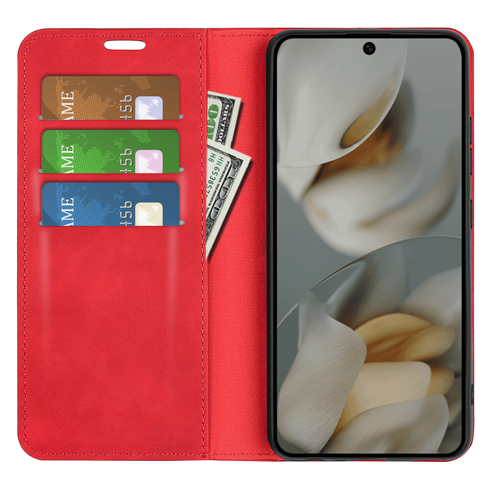 Das Cover-Discount Google Pixel 10 Pro XL - Stand Flip Case Hülle hält Ihr Smartphone, drei Karten und Papiergeld sicher in seinen Schlitzen und Taschen.