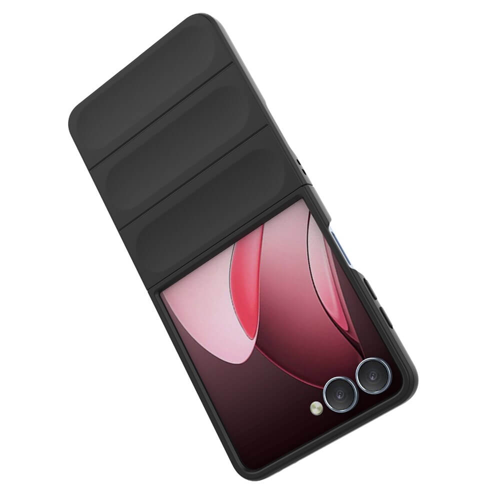 Das Galaxy Z Fold7 - Rugged Protective Hülle von Cover-Discount ist teilweise geöffnet und zeigt seine beiden rückwärtigen Kameras und den Bildschirm für maximalen Schutz.