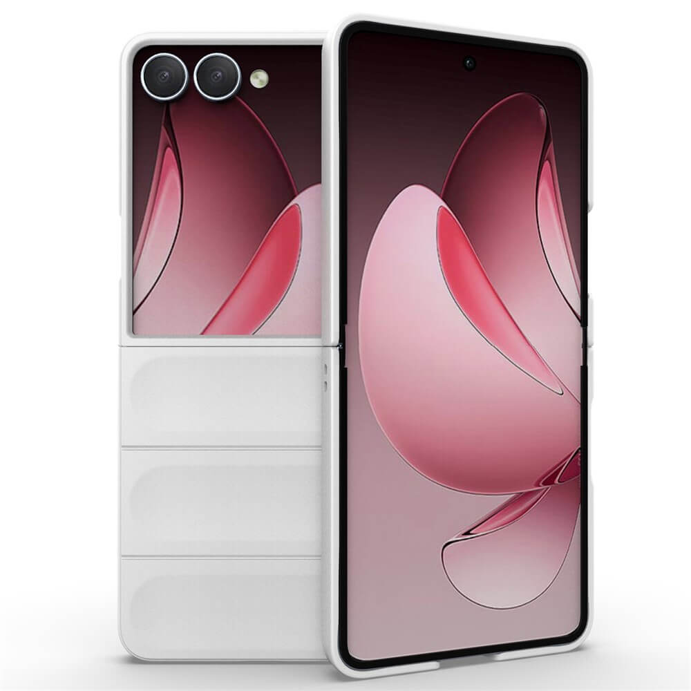 Die Cover-Discount Galaxy Z Fold7 - Rugged Protective Hülle besteht aus einer weißen Hülle mit einem floralen pink-schwarzen Design auf dem Bildschirm und der Rückseite und bietet maximalen Schutz.