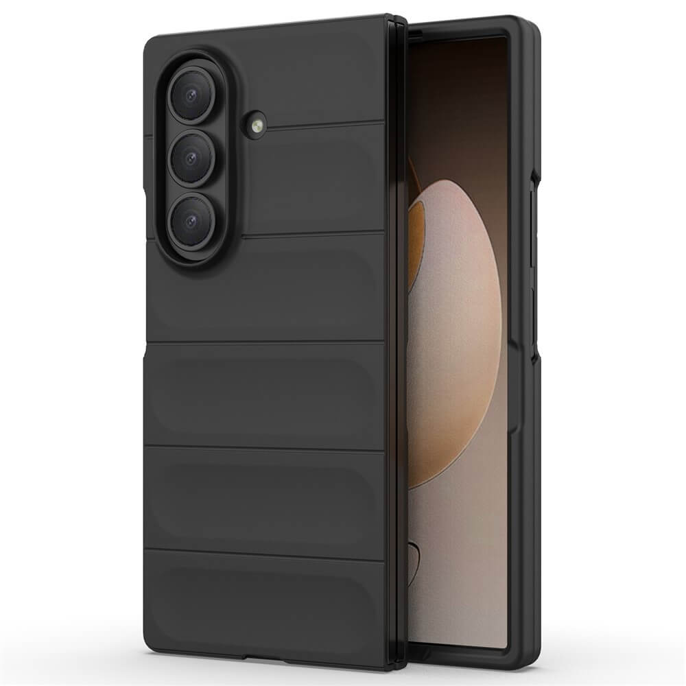 #farbe_schwarz|Die Cover-Discount Galaxy Z Fold7 - Rugged Protective Hülle bietet maximalen Schutz, passt auf das faltbare Handy mit dreifacher Rückkamera und verfügt über ein teilweise offenes Design, um das Display zu präsentieren.