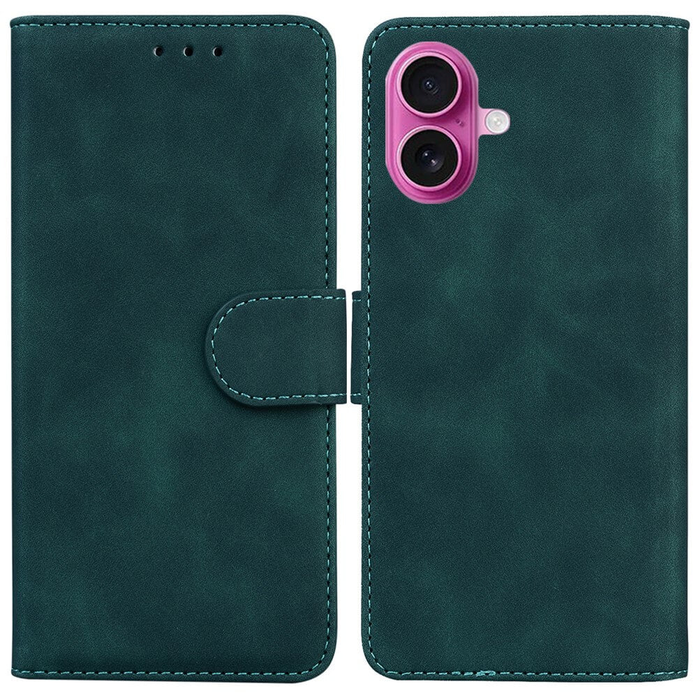 Cover-Discount iPhone 17 - Solide Leder Etui Hülle: Tealfarbene Handyhülle mit sichtbarem Kameraausschnitt und magnetischem Klappverschluss.