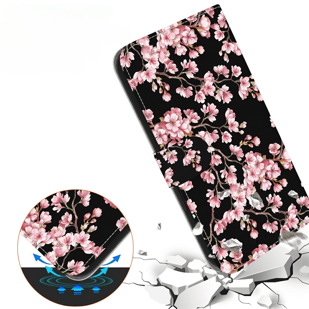 Die iPhone 17 Air - Tasche Hülle mit Blüten Motiv von Cover-Discount schützt dein Handy stilvoll mit stoßfestem Design und pinken Blüten auf schwarzem Hintergrund - perfekt für das iPhone 17.