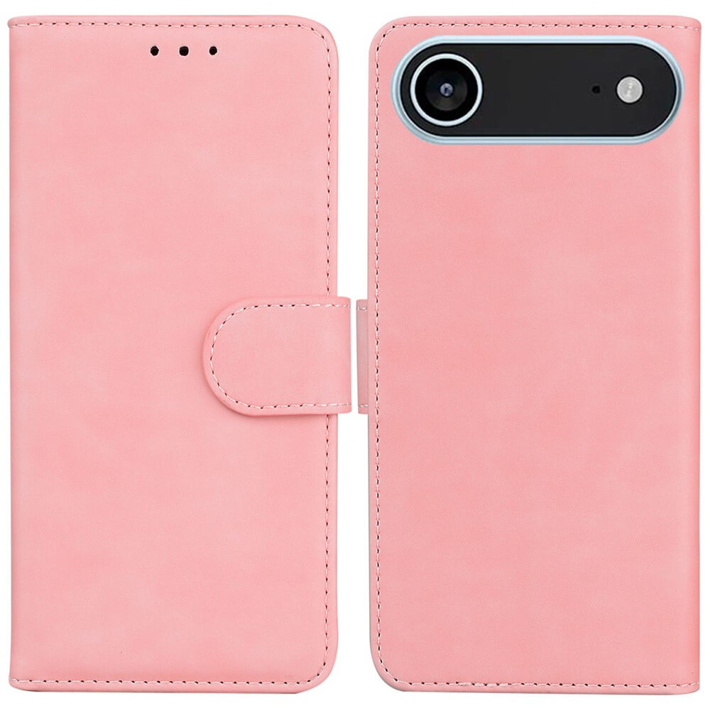 Die Cover-Discount iPhone 17 Air - Solide Leder Etui Hülle in Pink bietet stilvollen und funktionalen Schutz. Mit Kartenfach, links zu öffnen und Kameraöffnung rechts - die praktische Wahl für Ihr Smartphone!.