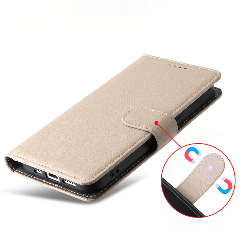 Die Cover-Discount iPhone 17 Pro Lederoptik-Hülle mit strukturierter Oberfläche schützt Ihr Smartphone teilweise, bietet einen Magnetverschluss und sorgt durch RFID-Schutz für zusätzliche Sicherheit.