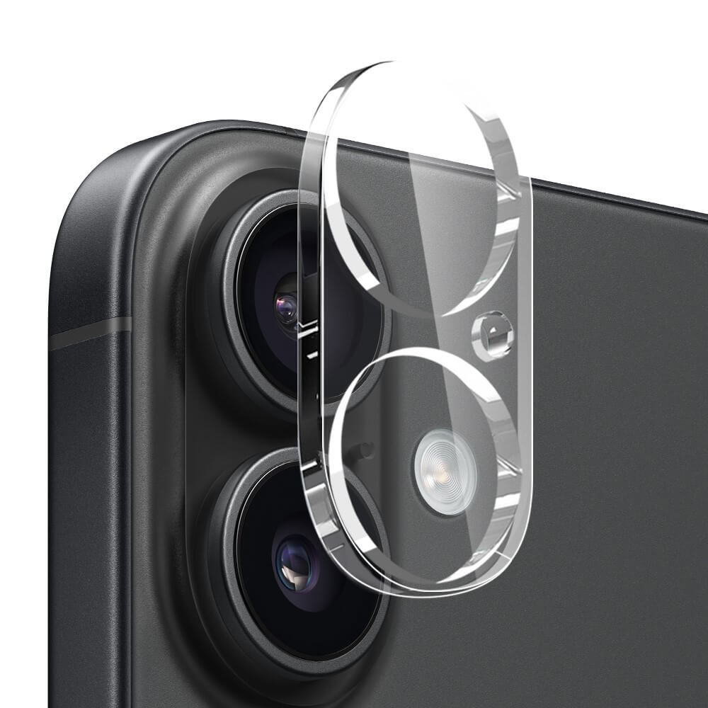 Nahaufnahme einer Smartphone-Kamera mit einem transparenten Linsenschutz über den beiden Linsen, ideal für die Kombination mit dem NORTHJO iPhone 17 3-in-1 Set Handyhülle und Panzergläser.