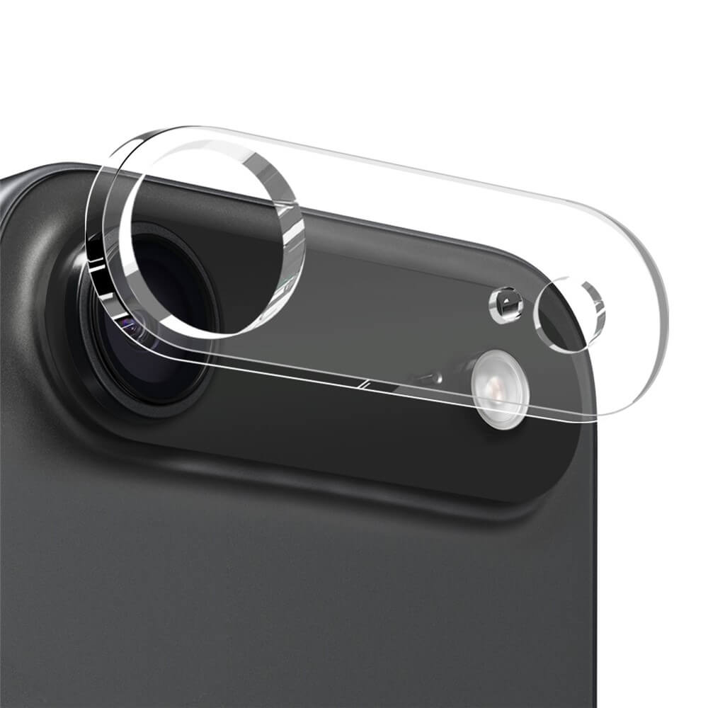 Nahaufnahme eines NORTHJO 3-in-1-Sets: iPhone 17 Air Handyhülle und Panzerglasschutz, der das Objektiv und den Blitz abdeckt, um einen vollständigen Schutz zu gewährleisten - perfekt für Ihr iPhone 17.