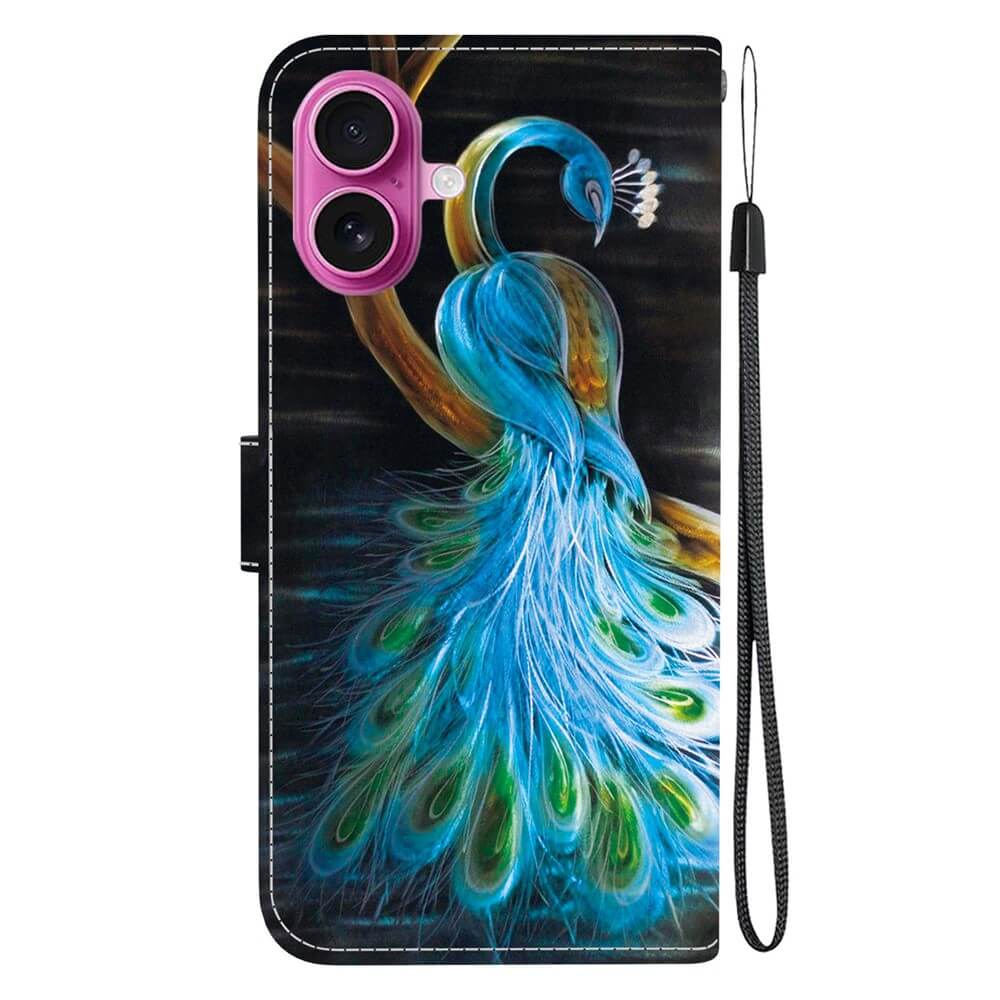 Farbenfrohe blaue iPhone 17 Tasche Hülle mit Motiv von Cover-Discount, mit Handgelenkschlaufe, rosa Kameraausschnitt und stilvollem Schutz - perfekt als Accessoire für Ihr iPhone 17.