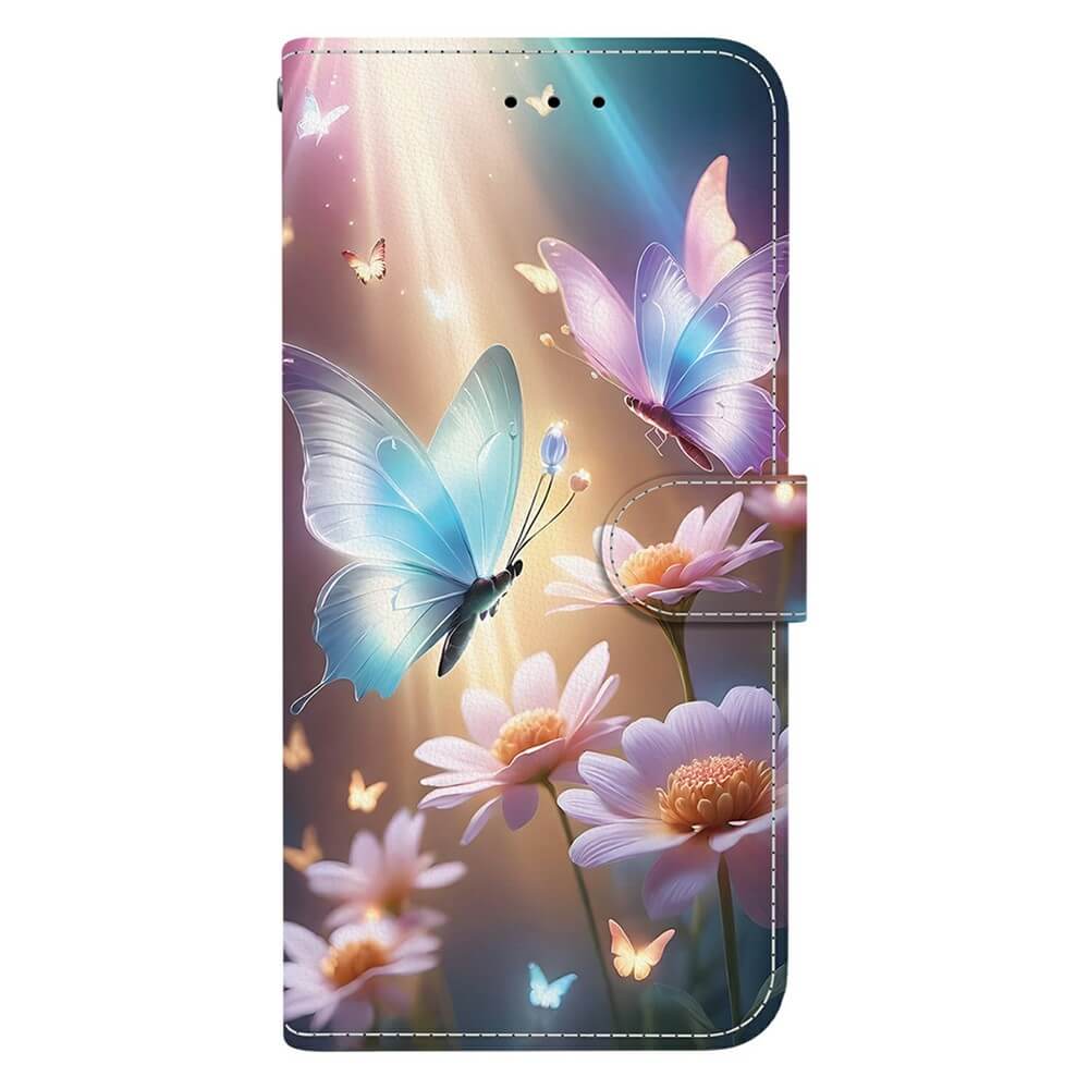 Bunte Schmetterlinge und Gänseblümchen blühen auf dieser Cover-Discount iPhone 17 Air Handytasche Klapphülle Motiv, die in leuchtendes Pastelllicht getaucht ist - eine charmante Hülle für Ihr Gerät.