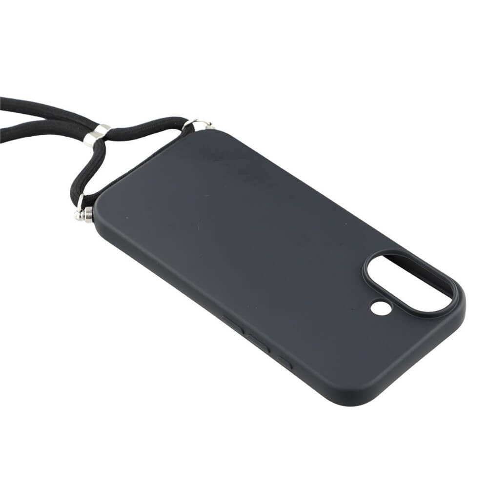 Die Cover-Discount iPhone 17 Hülle mit Umhängeband aus schwarzem TPU bietet praktische Tragefunktion und präzise Aussparungen für Kamera sowie Sensor. Ideal für einfaches, sicheres Mitnehmen deines Geräts.