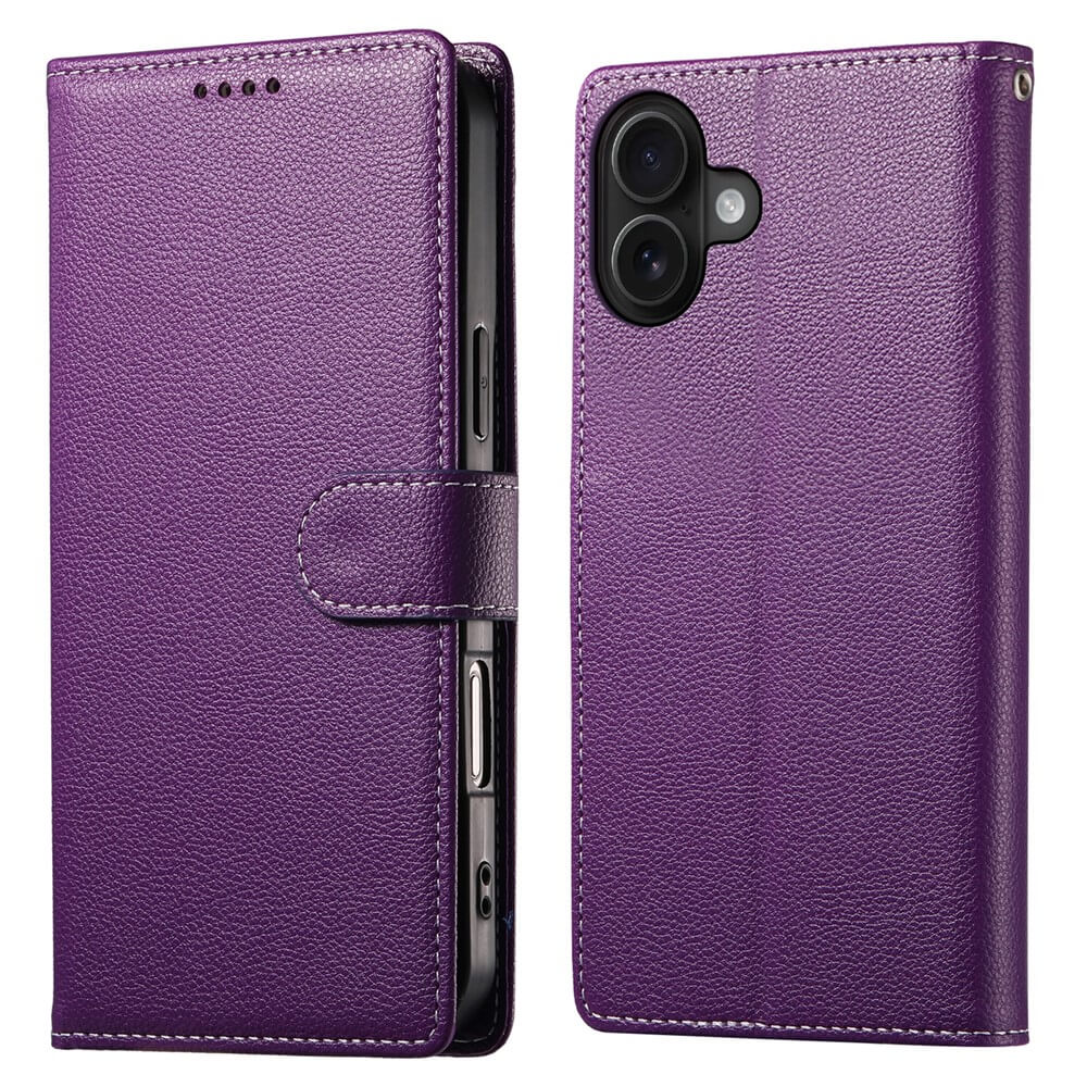 Das Cover-Discount iPhone 17 - Leder Etui Hülle Struktura Design wird geschlossen gezeigt, mit sichtbarem Kameraausschnitt und sicherem Magnetverschluss.