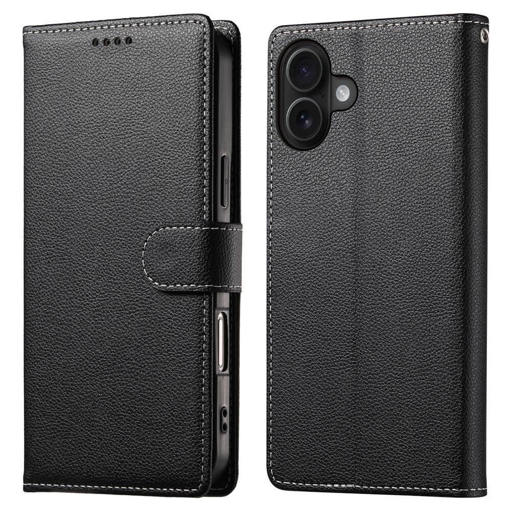 Das Cover-Discount iPhone 17 - Leder Etui Hülle Struktura Design ist geschlossen abgebildet und zeigt Vorder- und Rückansicht mit sichtbaren Nahtdetails.