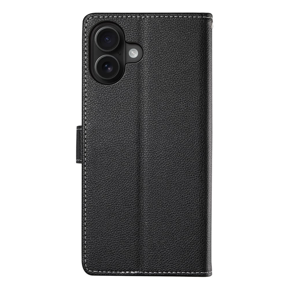 Das iPhone 17 - Leder Etui Hülle Struktura Design von Cover-Discount zeichnet sich durch sichtbare Nähte und einen Kameraausschnitt aus, der von der Rückseite gezeigt wird - ideal als stilvolle Schutzhülle.