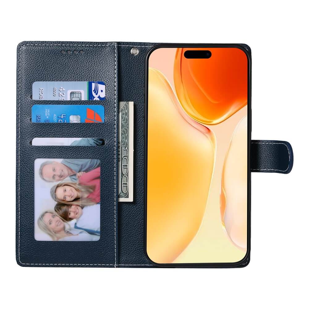 Die Cover-Discount iPhone 17 - Leder Etui Hülle Struktura Design bietet stilvolle Organisation für Smartphone, Karten, Bargeld und ein Familienfoto - alles in einer eleganten Klapphülle mit Brieftaschenfunktion.