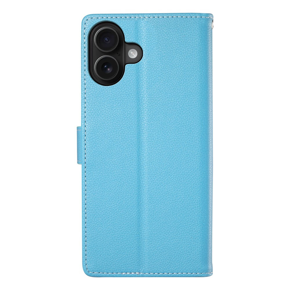 Hellblau Cover-Discount iPhone 17 - Leder Etui Hülle Struktura Design mit sichtbarem Kameraausschnitt und Magnetverschlussklappe.