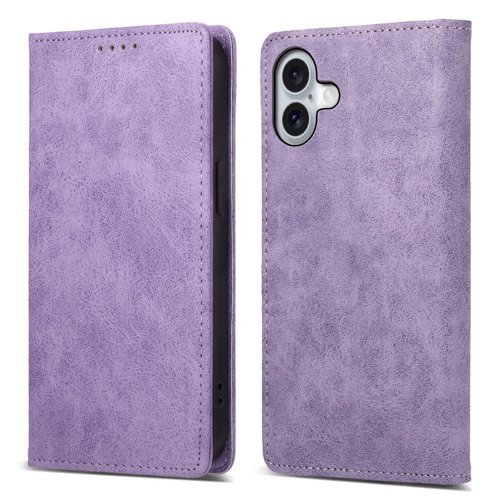 Zwei Ansichten der Cover-Discount iPhone 17 - Flip Case mit RFID Blocker: vorne die Klappe, hinten die Kameraaussparung und integrierte RFID-Blockierung für mehr Sicherheit.