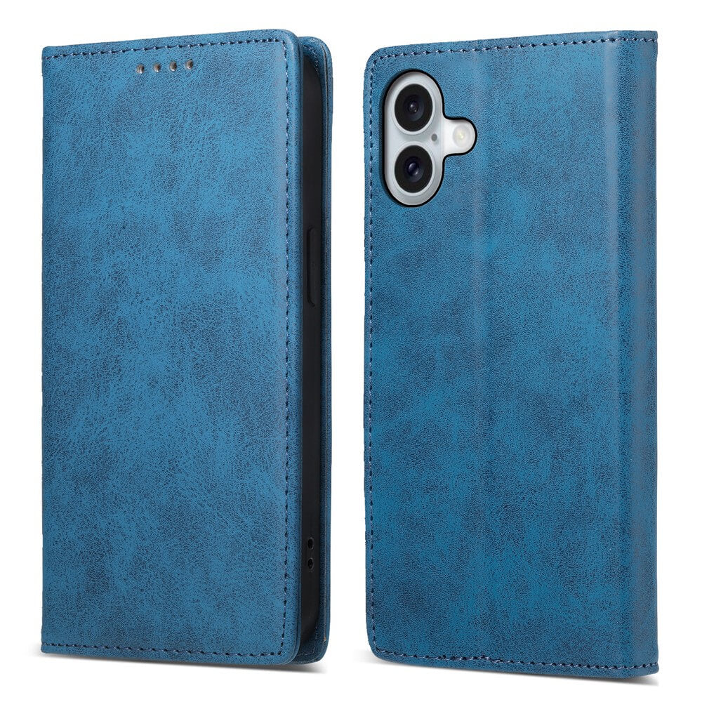 Das Cover-Discount iPhone 17 - Flip Case mit RFID Blocker ist geschlossen und von hinten abgebildet und verfügt über einen Kameraausschnitt, strukturierte Oberfläche und integrierte RFID-Blockierung für mehr Sicherheit.