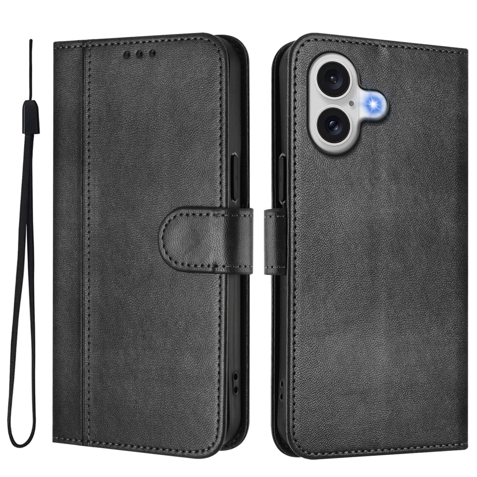 Das iPhone 17 - Retro Look Etui im Vintage Design von Cover-Discount bietet Kartenfächer, einen Trageriemen und Schutz im klassischen Stil - geschlossen rückseitig, offen mit Kartenfachansicht.