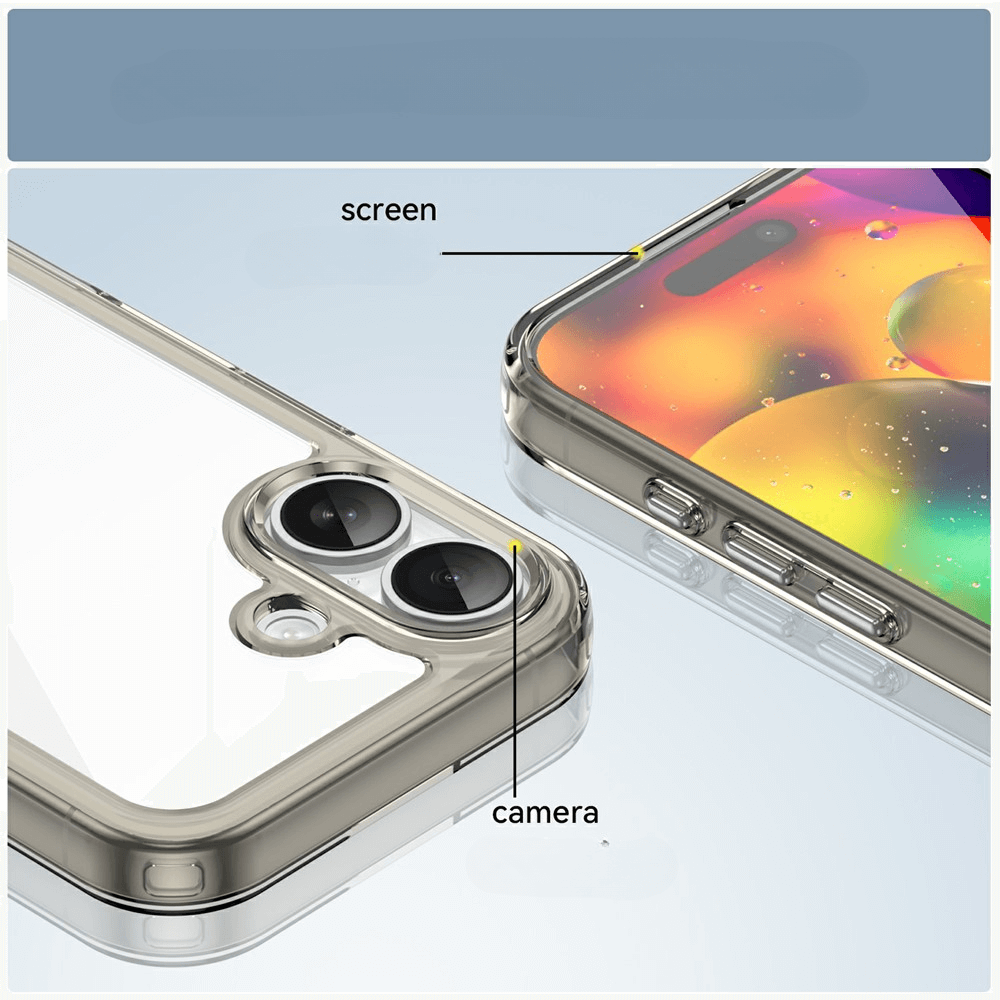 Die iPhone 17 - Schützende Acryl-Handyhülle mit erhöhtem Rand von Cover-Discount schützt kratzfestes Display und Kamera dank transparentem Cover und sicherem Kantenschutz.