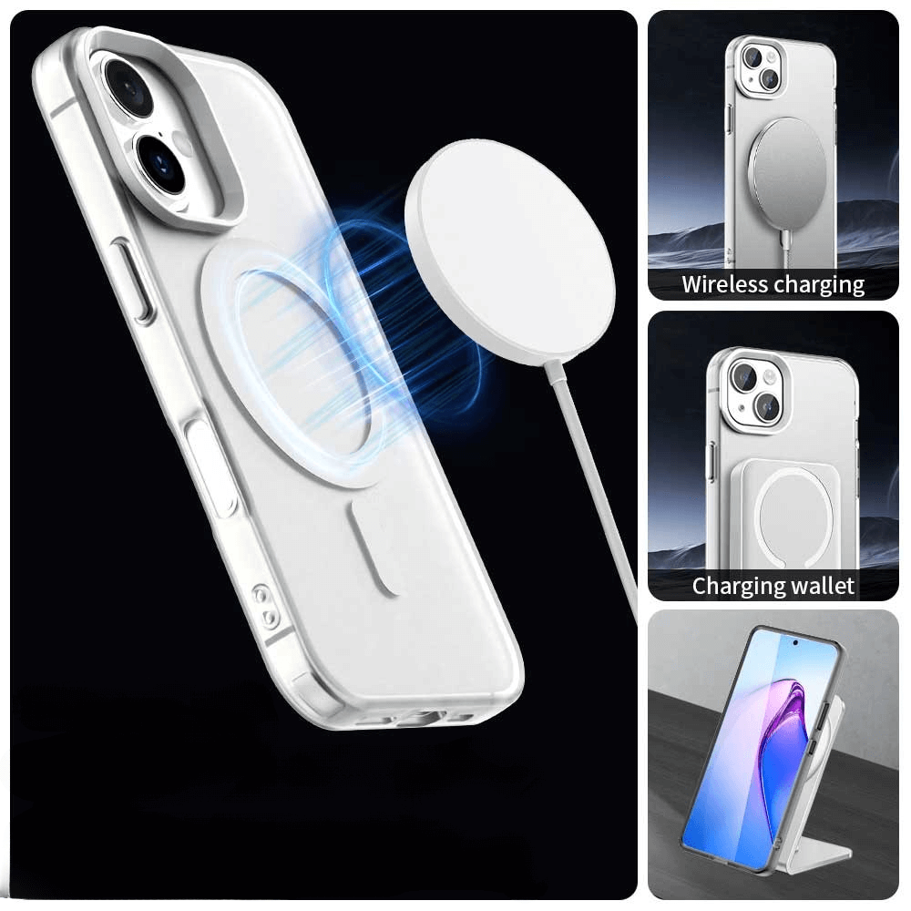 #farbe_weiss|Die Cover-Discount iPhone 17 Acryl-Handyhülle mit Magnet und Farbakzent ist kompatibel mit MagSafe Charger, Wallet-Aufsatz und Handyhalterung - eine schützende, vielseitige Hülle für dein Smartphone.