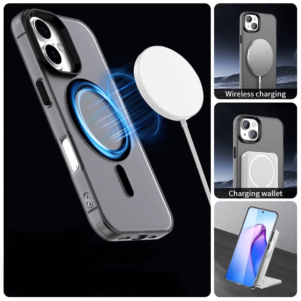 Cover-Discount iPhone 17 - Acryl-Handyhülle mit Magnet und Farbakzent: Schützt dein Handy, unterstützt kabelloses Laden, Lade-Wallet und hat einen integrierten Ständer.