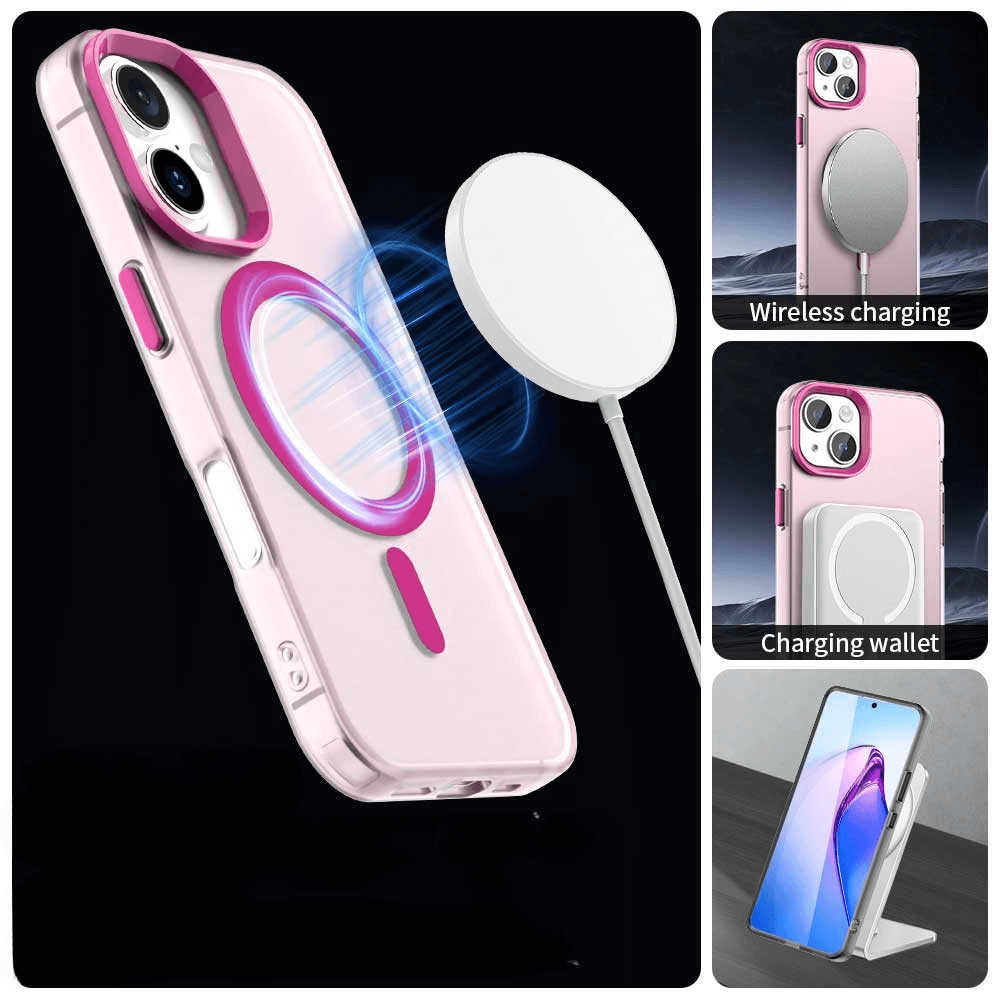 Die Cover-Discount iPhone 17 Acryl-Handyhülle mit Magnet und Farbakzent bietet MagSafe-Kompatibilität, unterstützt kabelloses Laden, Wallet-Aufsatz und Standfunktion - für optimalen Schutz und Komfort.