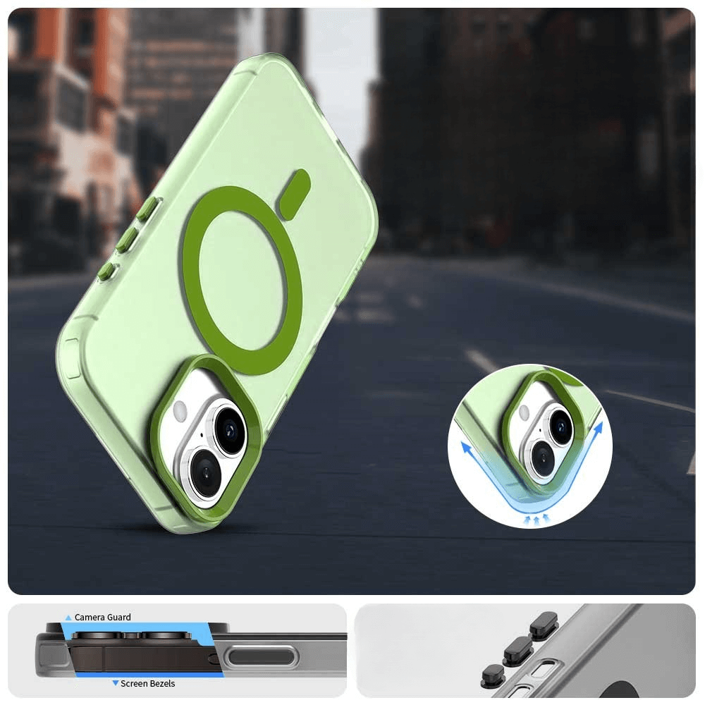 Die iPhone 17 - Acryl-Handyhülle mit Magnet und Farbakzent von Cover-Discount bietet robusten, grünen Schutz und Kameraschutz mit stilvollen Details - ideal für Ihr iPhone 17.