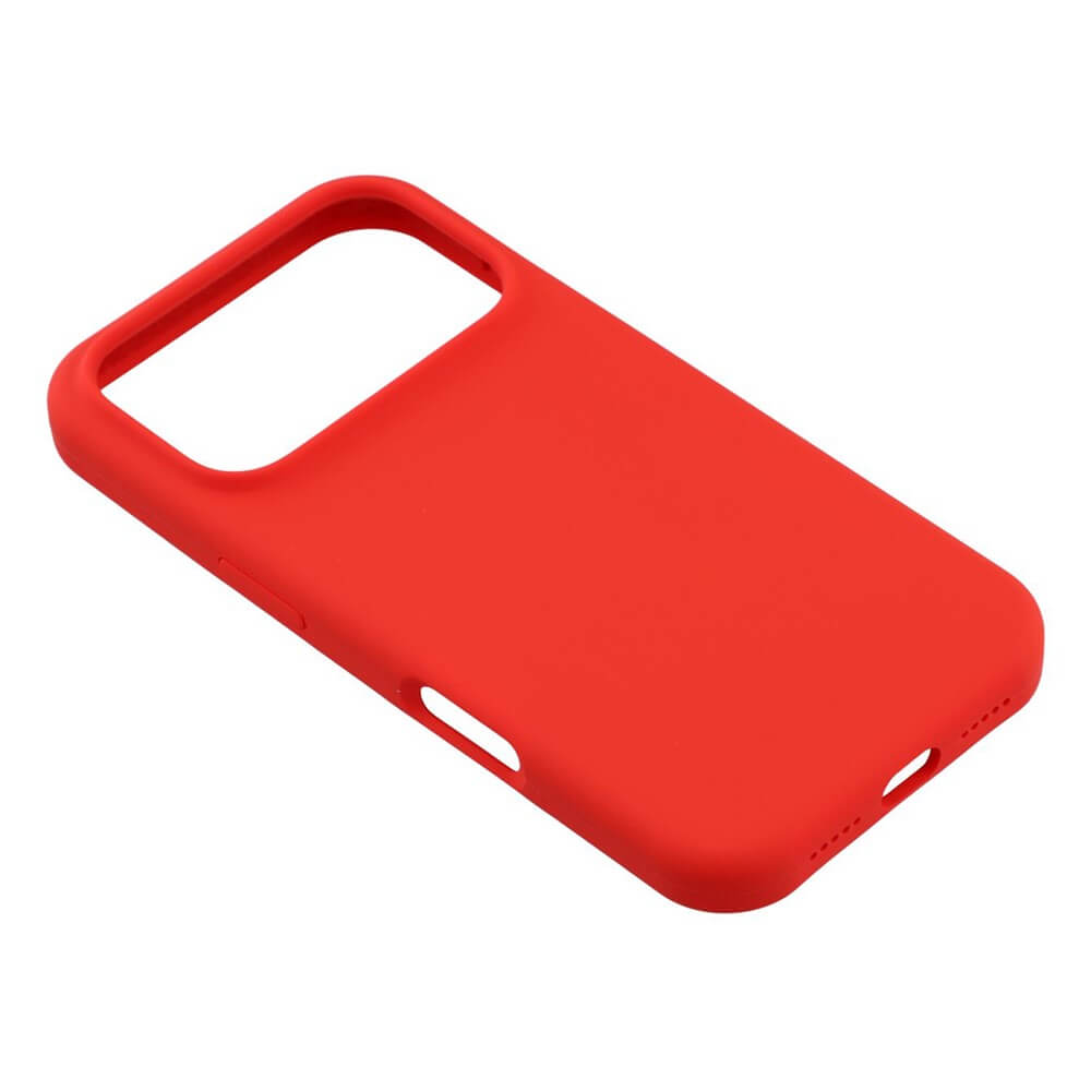 Die Cover-Discount iPhone 17 Pro Max - Solide Silikonhülle mit großem Kameraausschnitt bietet schlanken Schutz und eine angenehme Soft-Touch-Oberfläche, präsentiert auf weißem Hintergrund.