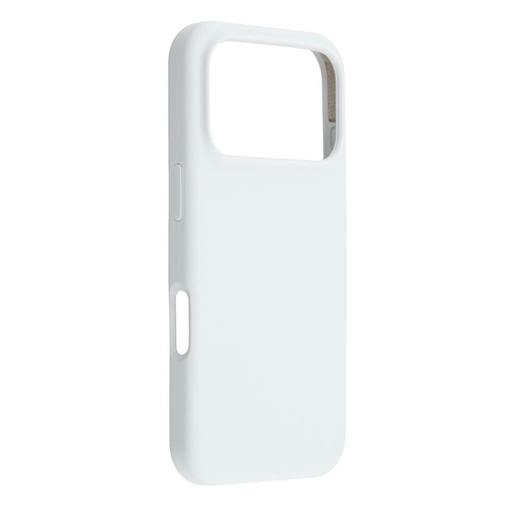 Die Cover-Discount iPhone 17 Pro Max - Solide Silikonhülle bietet schlanken Schutz, Soft-Touch-Oberfläche und großen rechteckigen Kameraausschnitt auf schlichtem Hintergrund.