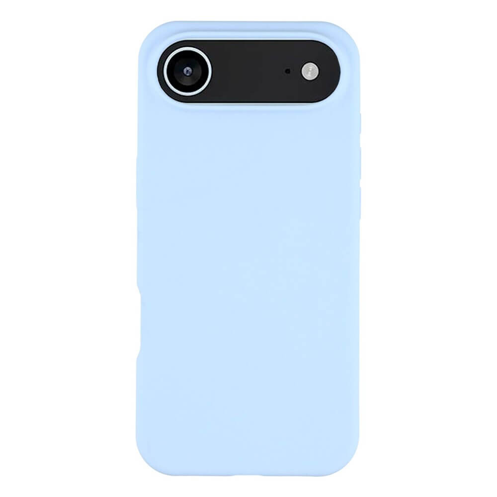 #farbe_hellblau|Die Cover-Discount iPhone 17 Air - Solide Silikonhülle in Hellblau verfügt über eine Soft-Touch-Oberfläche, einen schlanken Rundumschutz und präzise Kamera- und Blitzausschnitte auf der Rückseite.