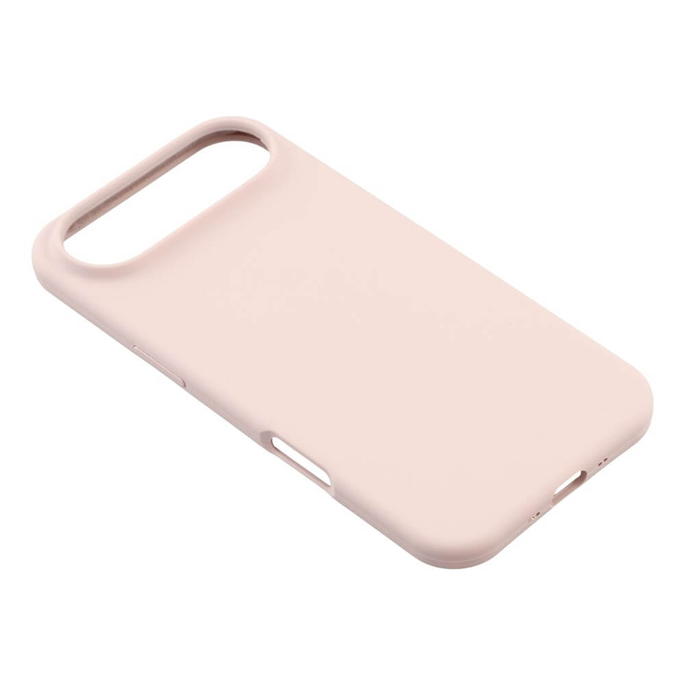 Die Cover-Discount iPhone 17 Air - Solide Silikonhülle in Hellrosa bietet schlanken Rundumschutz, Soft-Touch-Oberfläche und präzise Aussparungen für Kamera, Tasten und Ladeanschluss - dargestellt auf weißem Hintergrund.